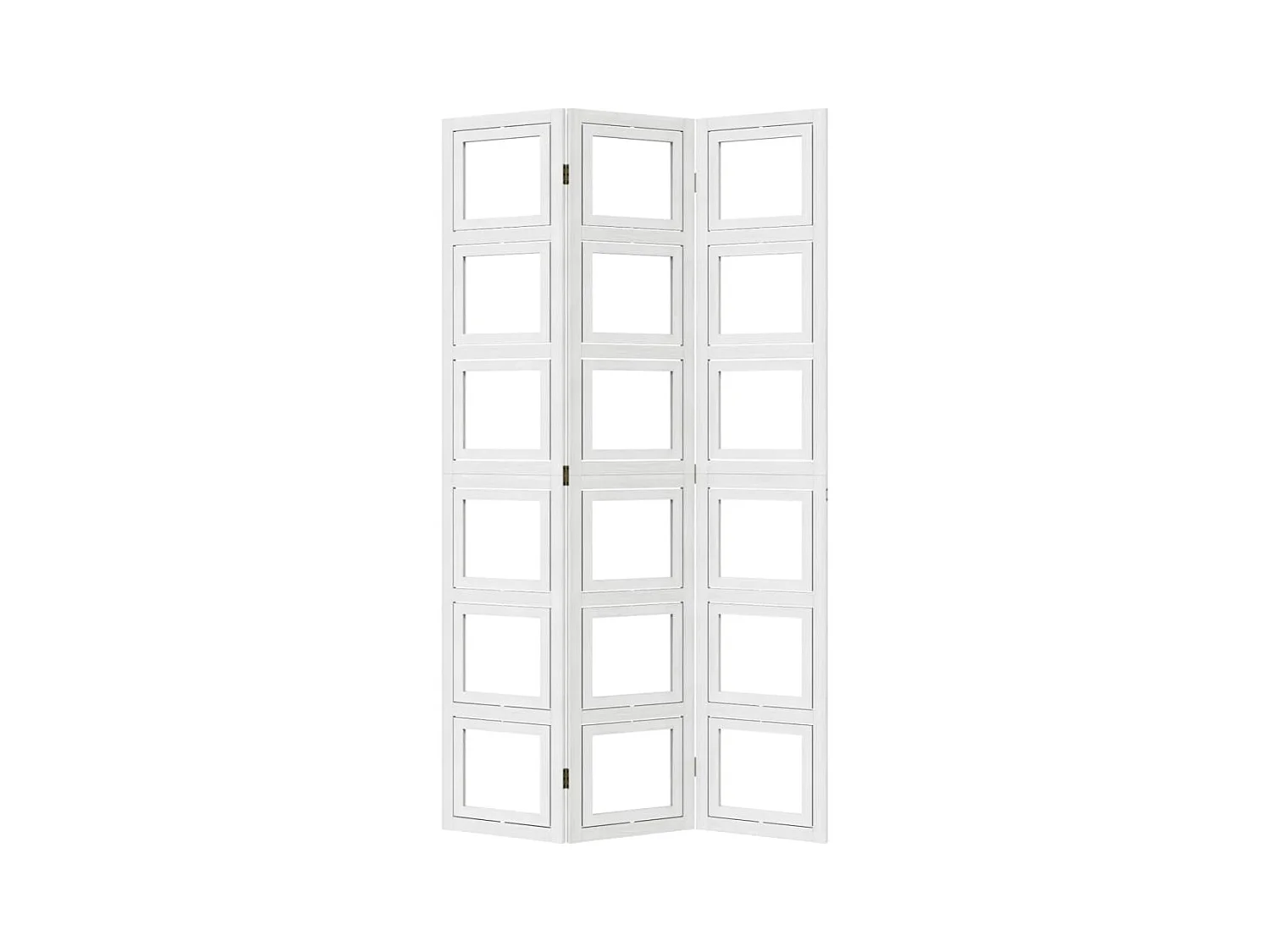 Biombo separador de 3 paneles madera maciza Paulownia blanco ES240559