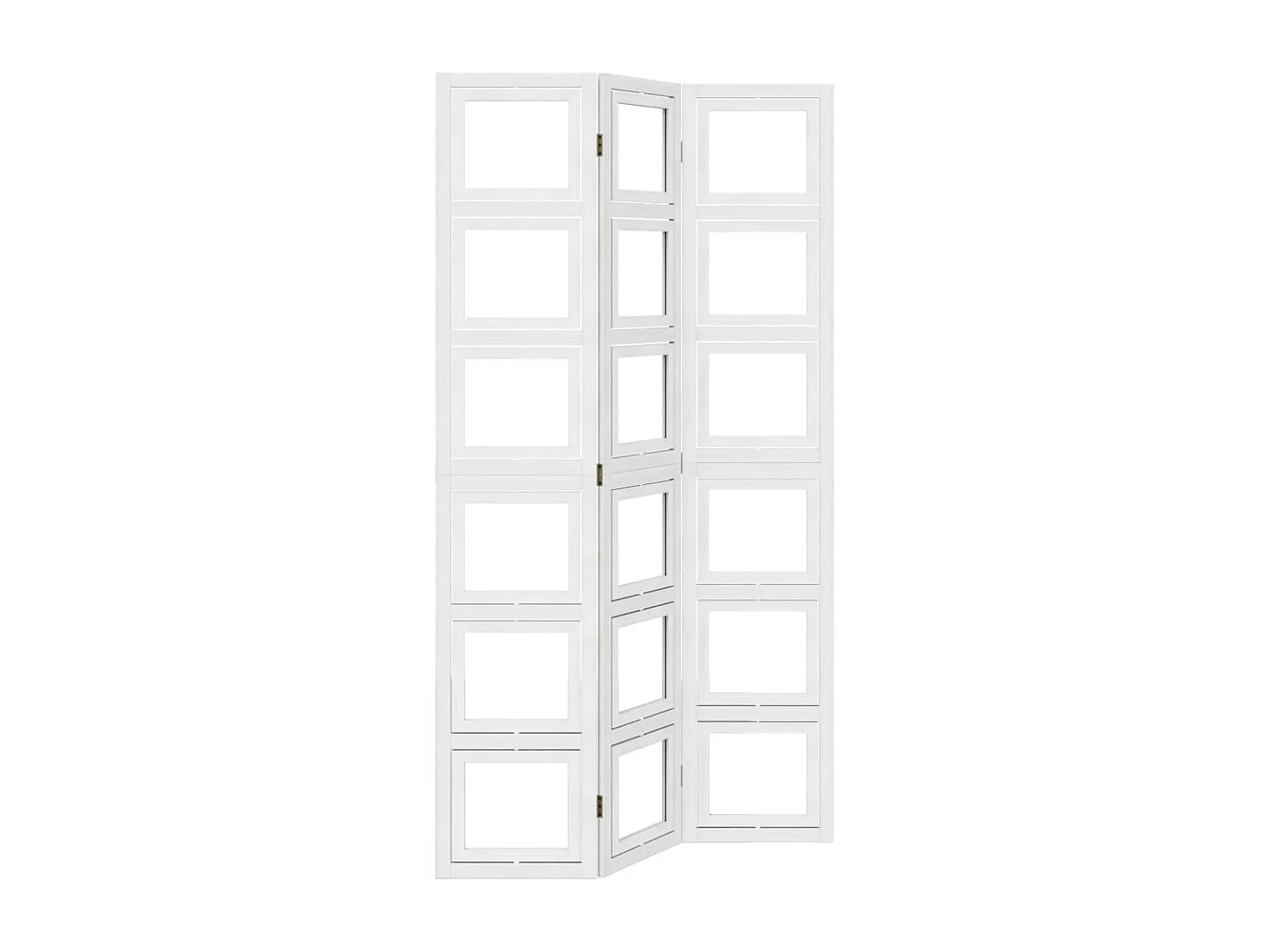 Biombo separador de 3 paneles madera maciza Paulownia blanco ES240559