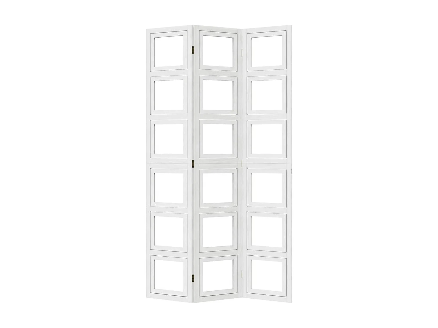 Biombo separador de 3 paneles madera maciza Paulownia blanco ES240559