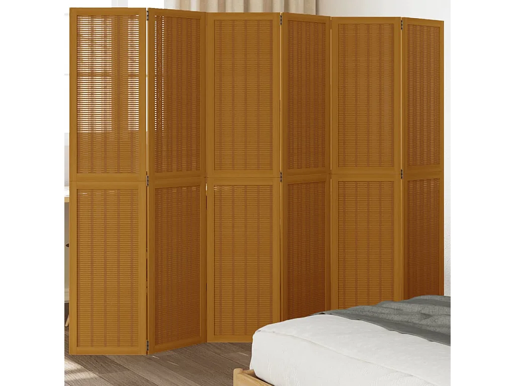 Kamerscherm met 6 panelen massief paulowniahout bruin BE330523