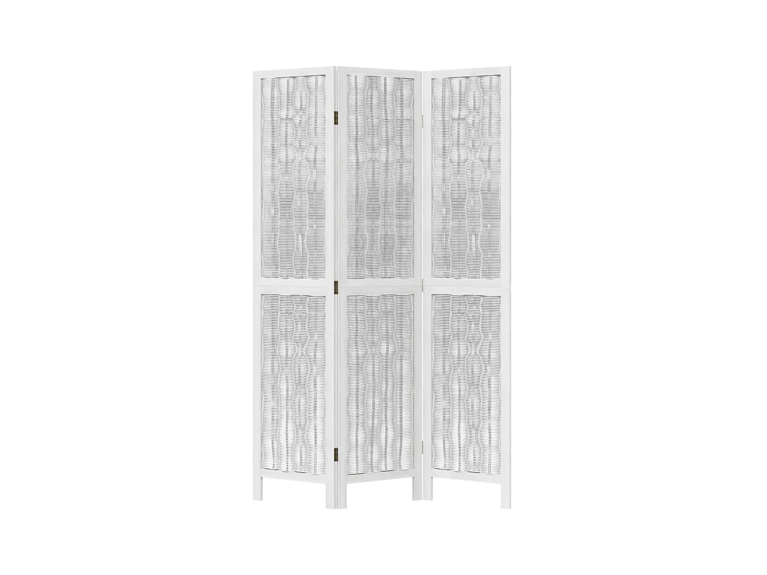 Biombo separador de 3 paneles madera maciza Paulownia blanco ES107386