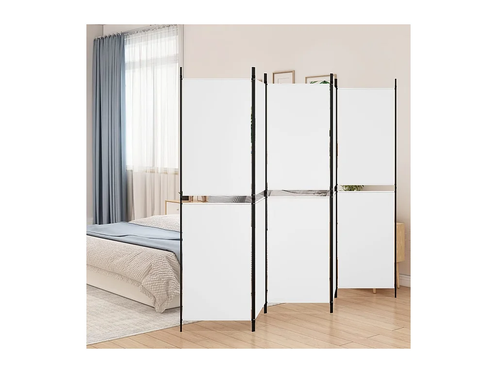 Paravent - Cloison de séparation 5 panneaux Blanc 250x180 cm Tissu FR24852
