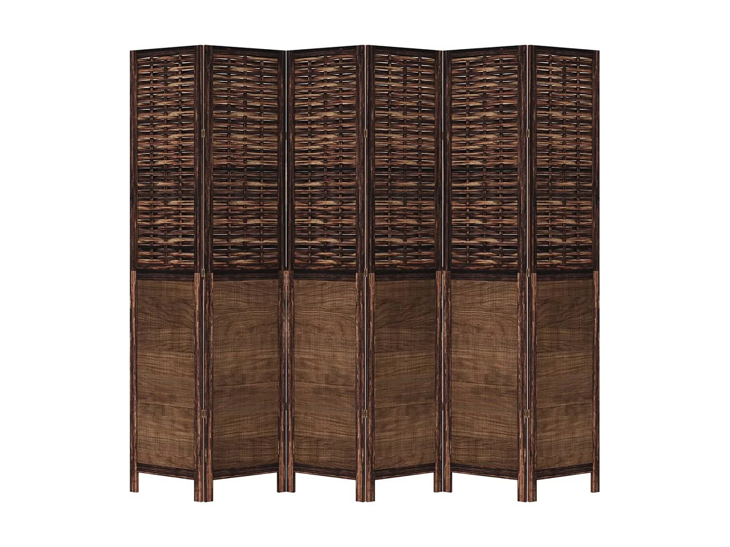 Paravent - Cloison de séparation 6 panneaux marron foncé paulownia massif FR45956