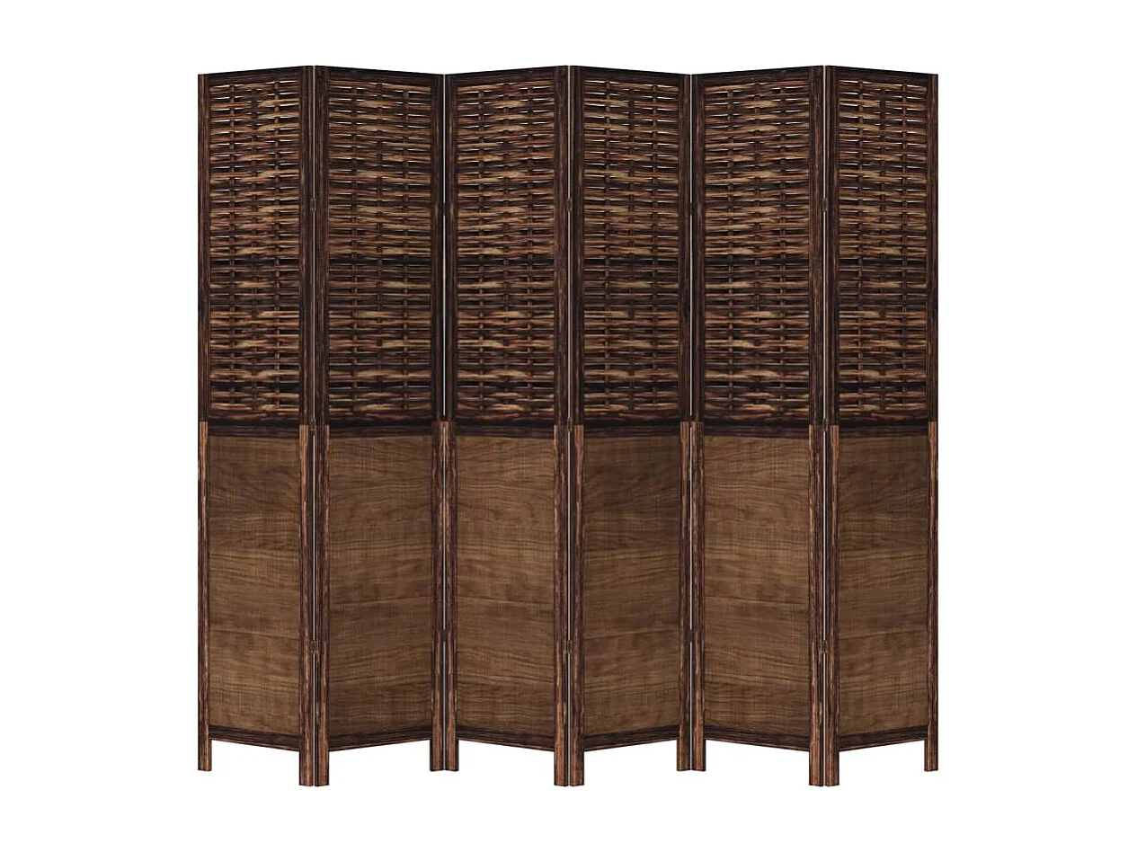 Paravent - Cloison de séparation 6 panneaux marron foncé paulownia massif FR45956