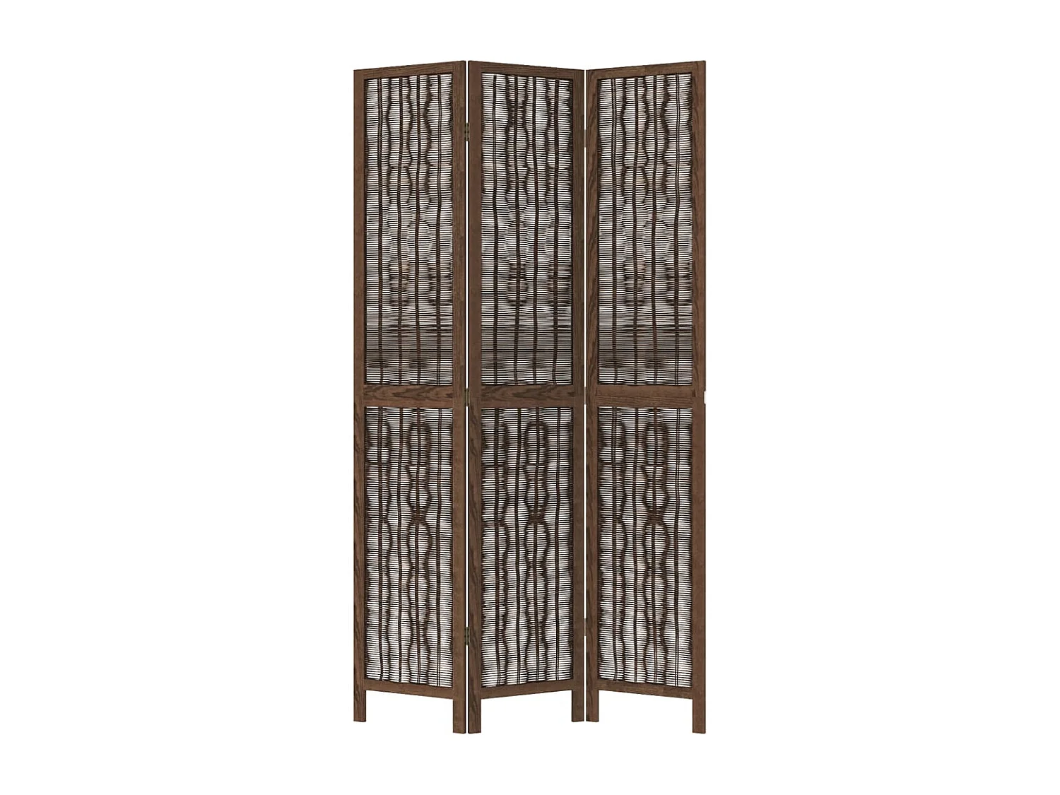 Biombo separador de 3 paneles madera paulownia marrón oscuro ES844875