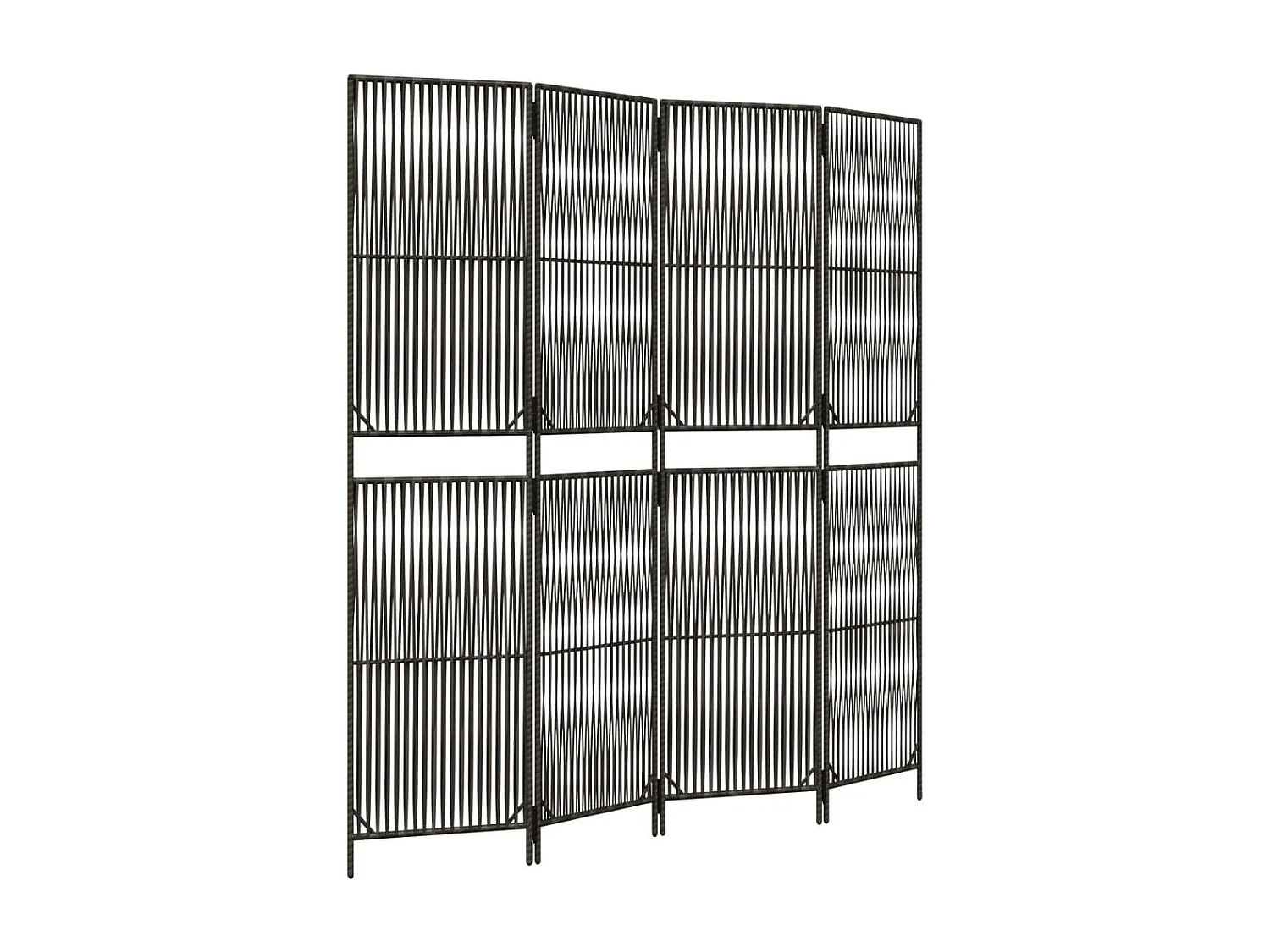 Paravent - Cloison de séparation 4 panneaux gris résine tressée FR41584