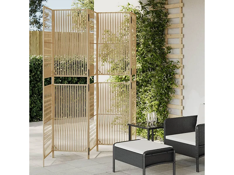 Biombo de 5 paneles ratán sintético beige ES917539