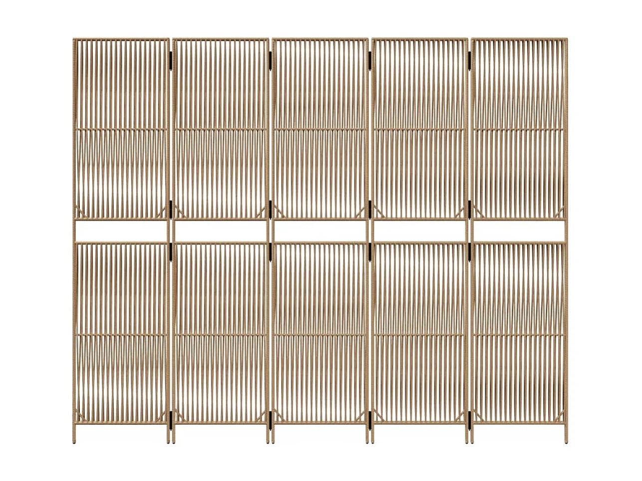 Biombo de 5 paneles ratán sintético beige ES917539