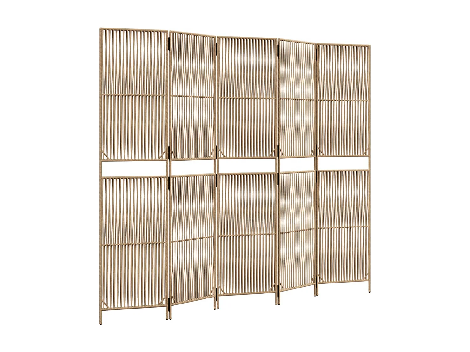 Paravent - Cloison de séparation 5 panneaux beige résine tressée FR70723