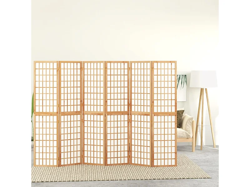Biombo plegable con 6 paneles estilo japonés 240x170 cm ES807037