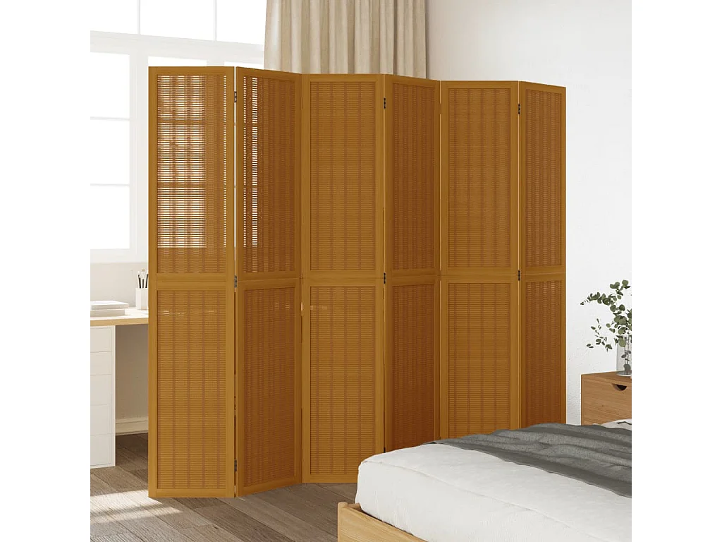 Kamerscherm met 6 panelen massief paulowniahout bruin BE335796