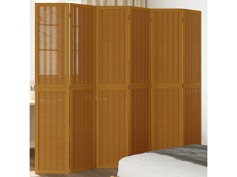 Kamerscherm met 6 panelen massief paulowniahout bruin BE335796