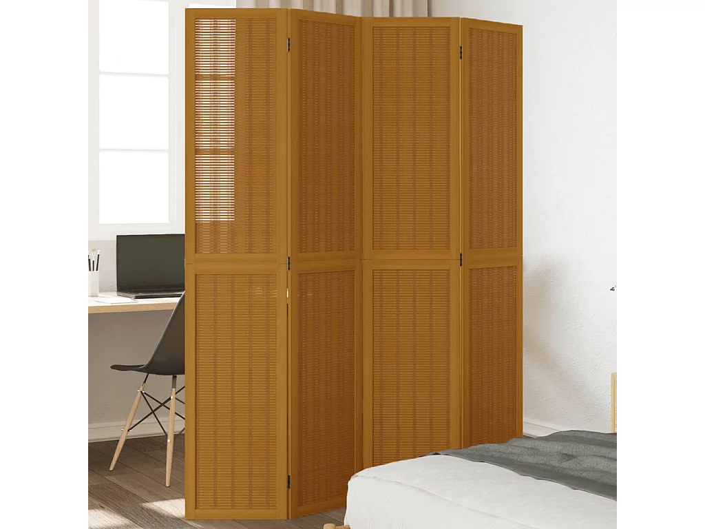 Kamerscherm met 4 panelen massief paulowniahout bruin BE303771