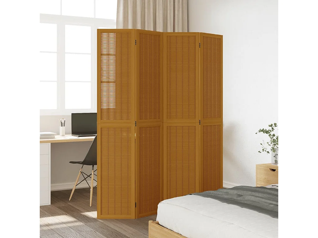 Kamerscherm met 4 panelen massief paulowniahout bruin BE303771