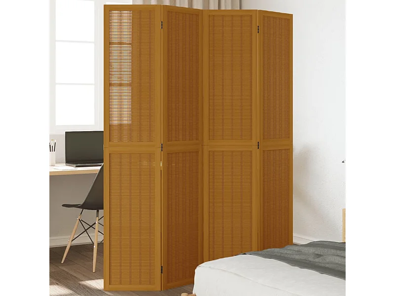 Kamerscherm met 4 panelen massief paulowniahout bruin BE303771
