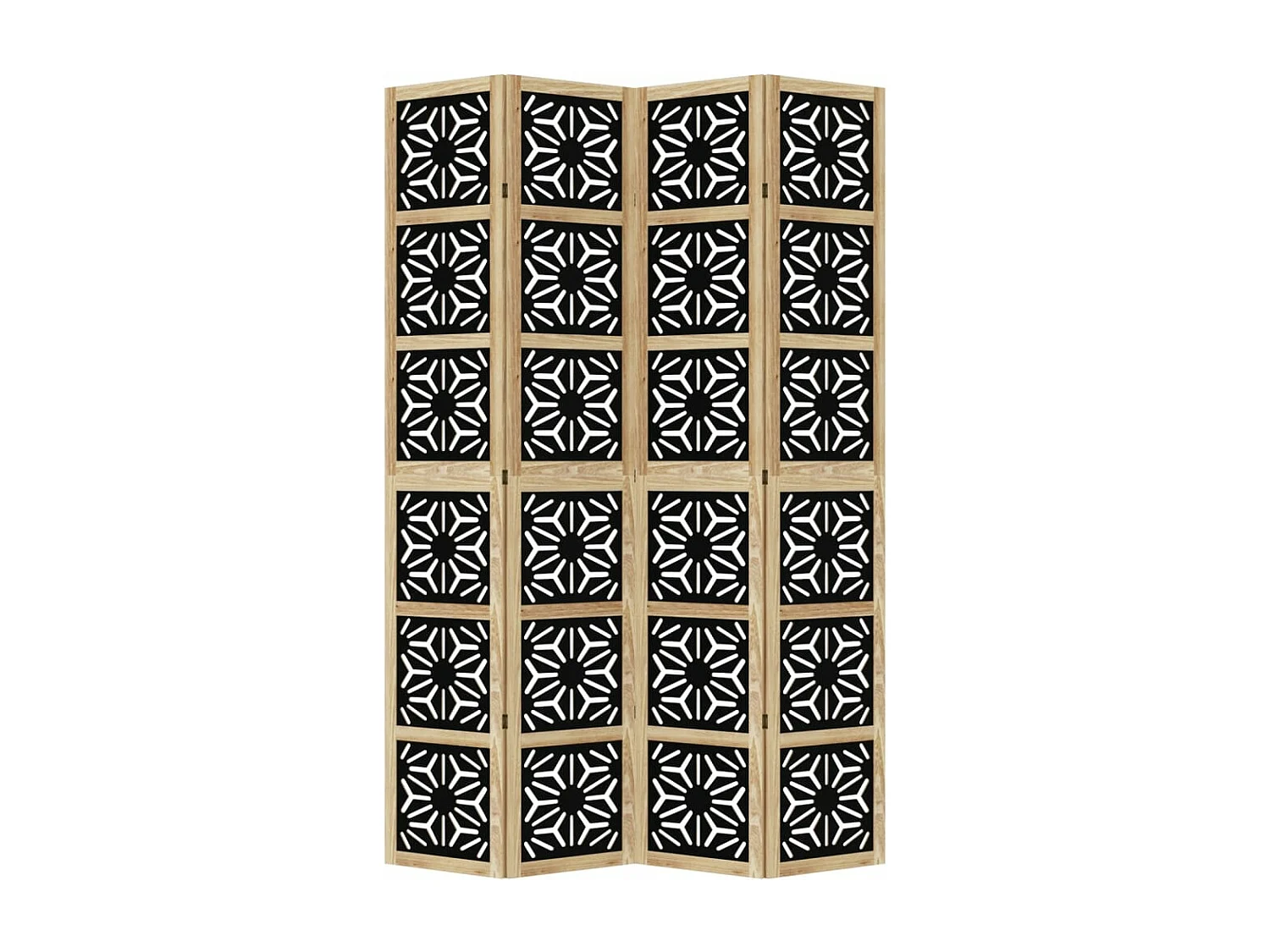 Kamerscherm met 4 panelen massief paulowniahout bruin en zwart BE753350