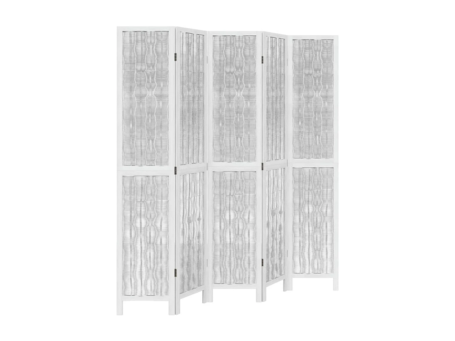 Biombo separador de 5 paneles madera maciza Paulownia blanco ES217926