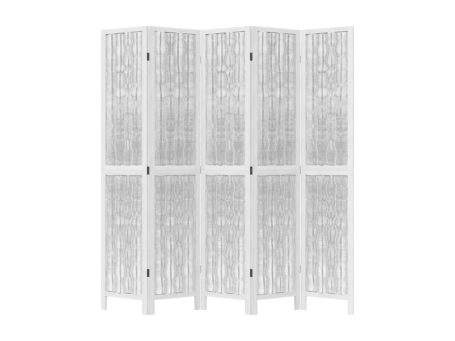 Biombo separador de 5 paneles madera maciza Paulownia blanco ES217926