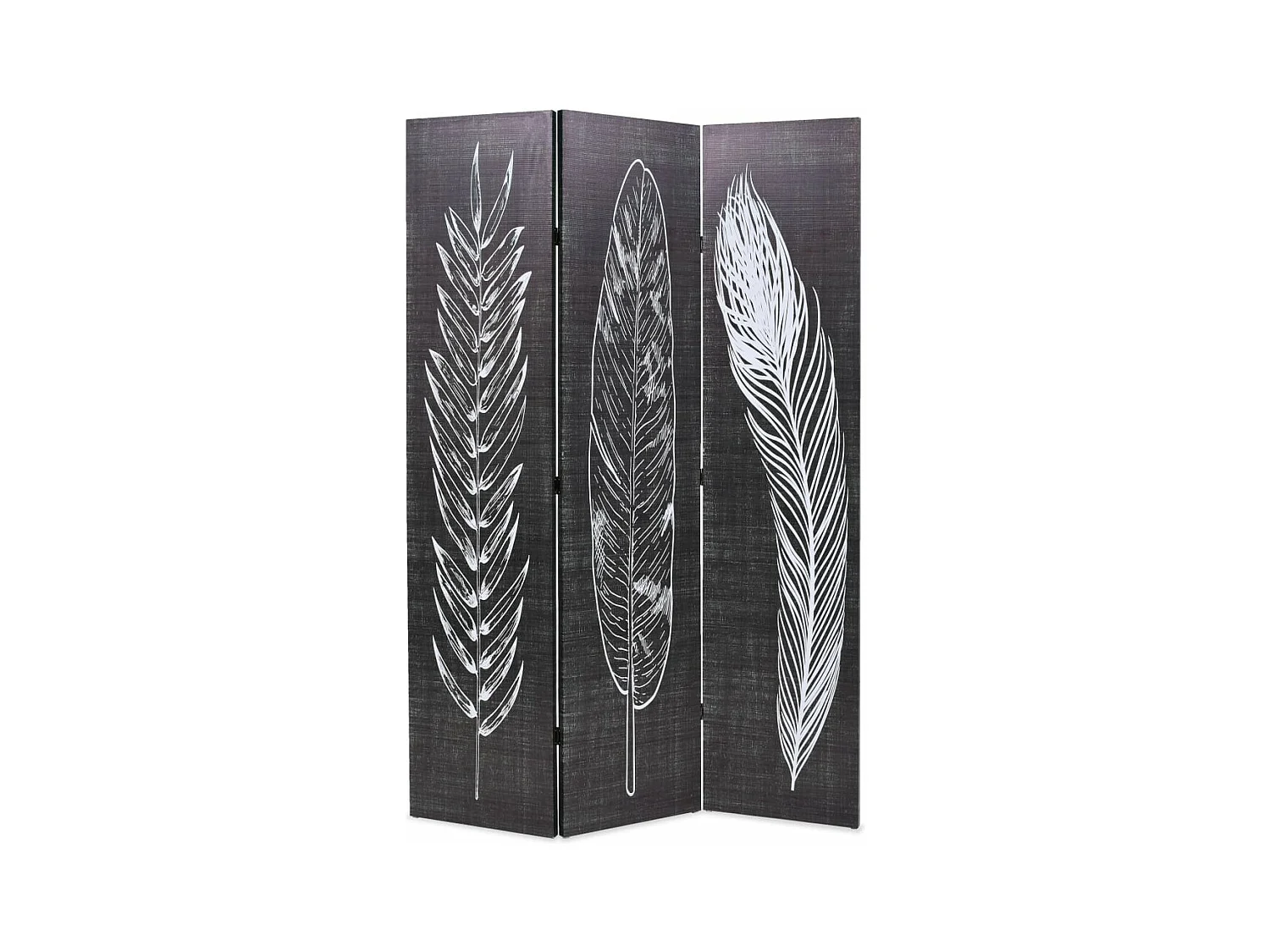 Paravent - Cloison de séparation pliable 120 x 170 cm Plumes Noir et blanc FR26515