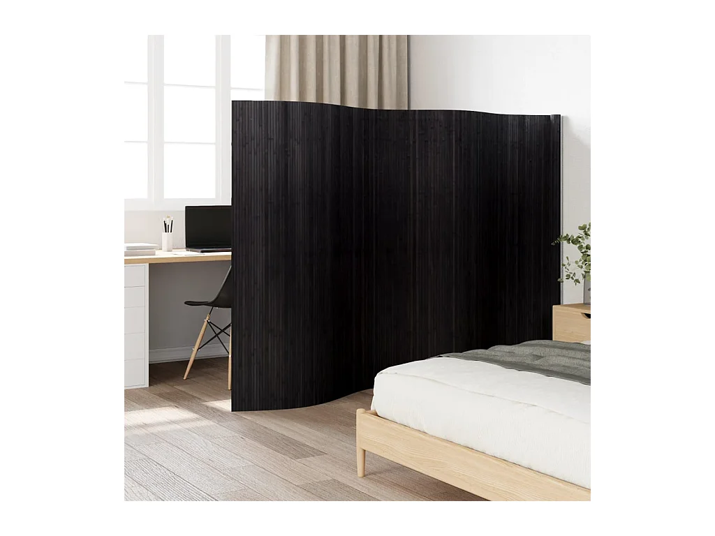 Paravent - Cloison de séparation noir 165x400 cm bambou FR30519