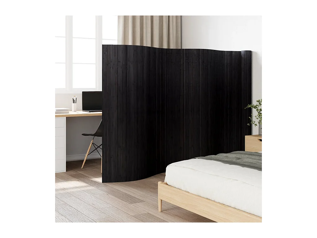 Paravent - Cloison de séparation noir 165x800 cm bambou FR18622