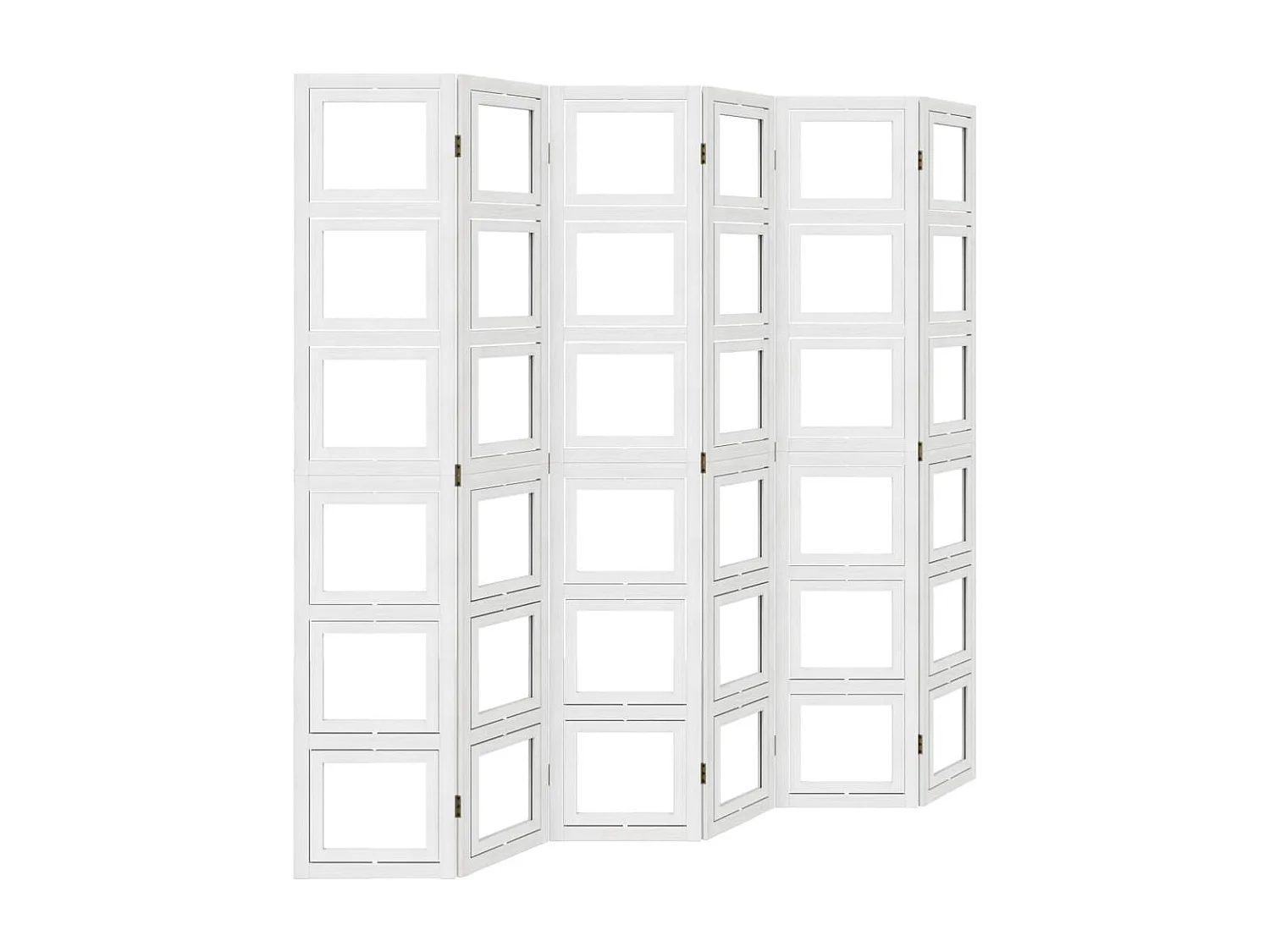 Biombo separador de 6 paneles madera maciza Paulownia blanco ES923675