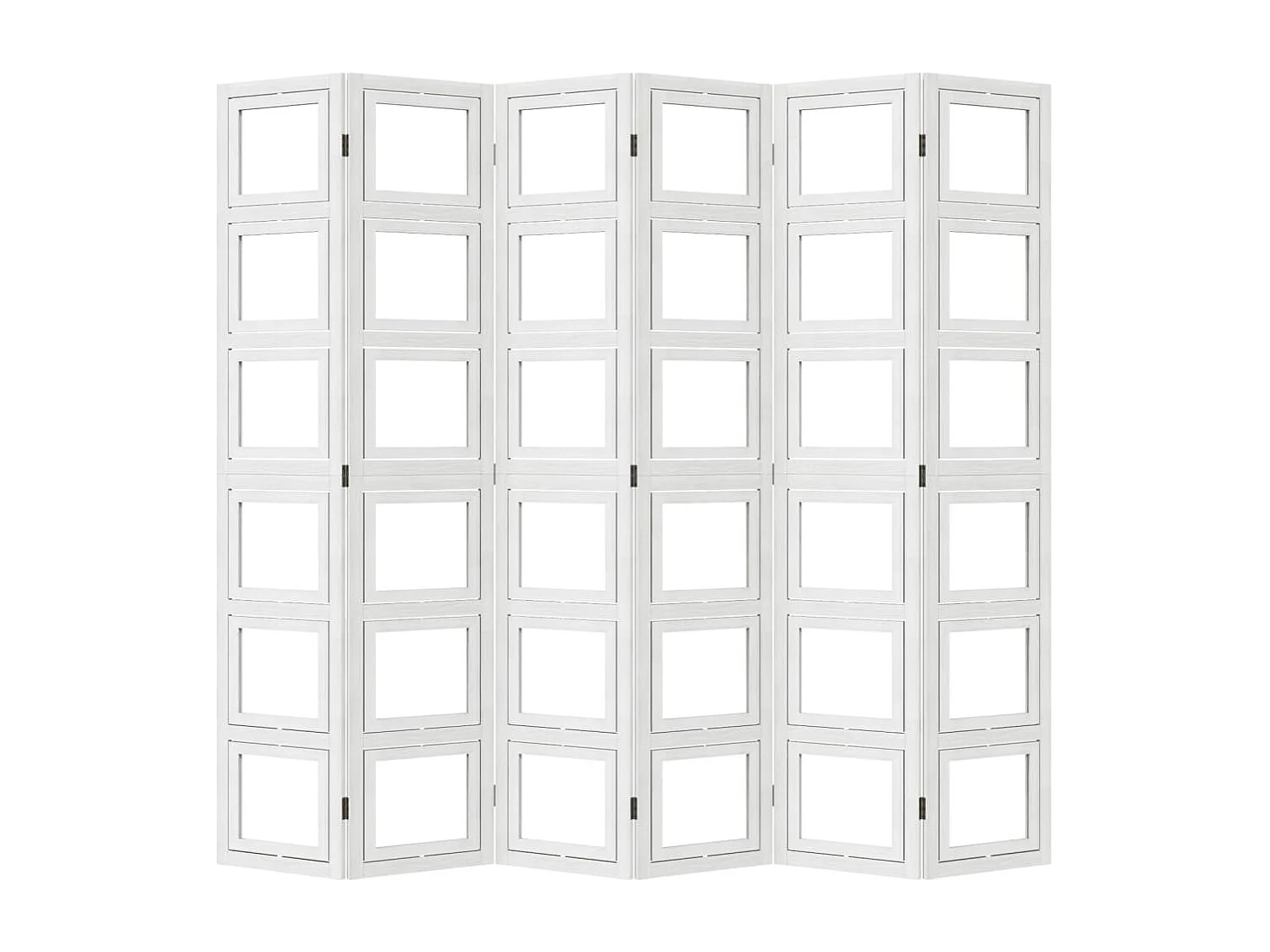 Biombo separador de 6 paneles madera maciza Paulownia blanco ES923675