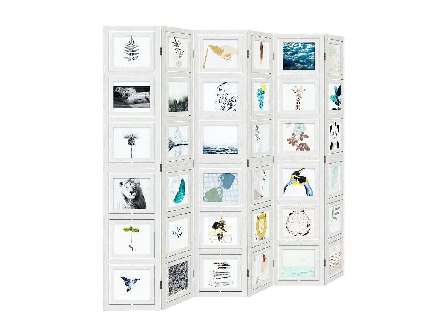 Paravent - Cloison de séparation 6 panneaux blanc bois de paulownia massif FR36000