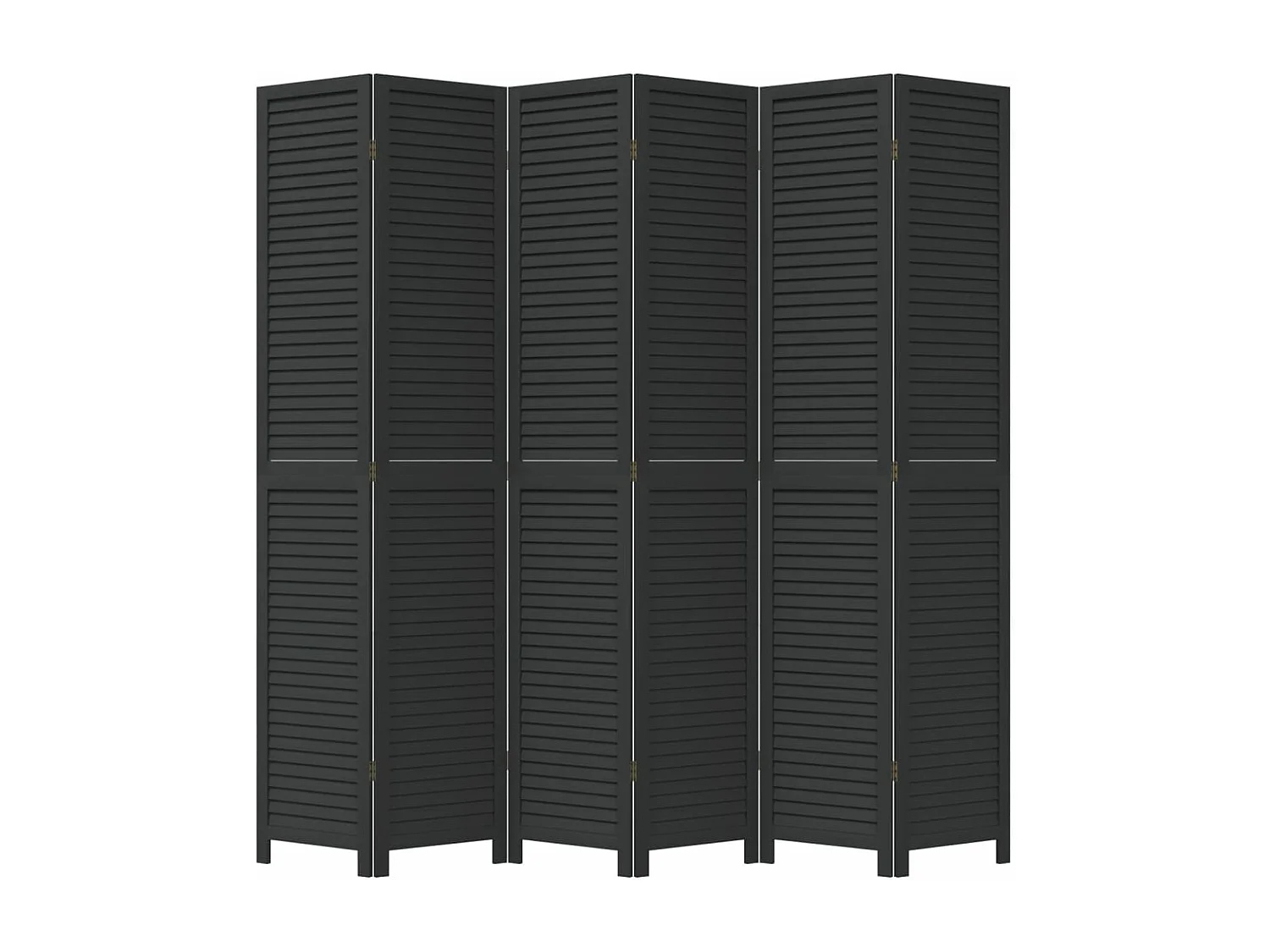 Biombo separador de 6 paneles madera maciza Paulownia negro ES556692