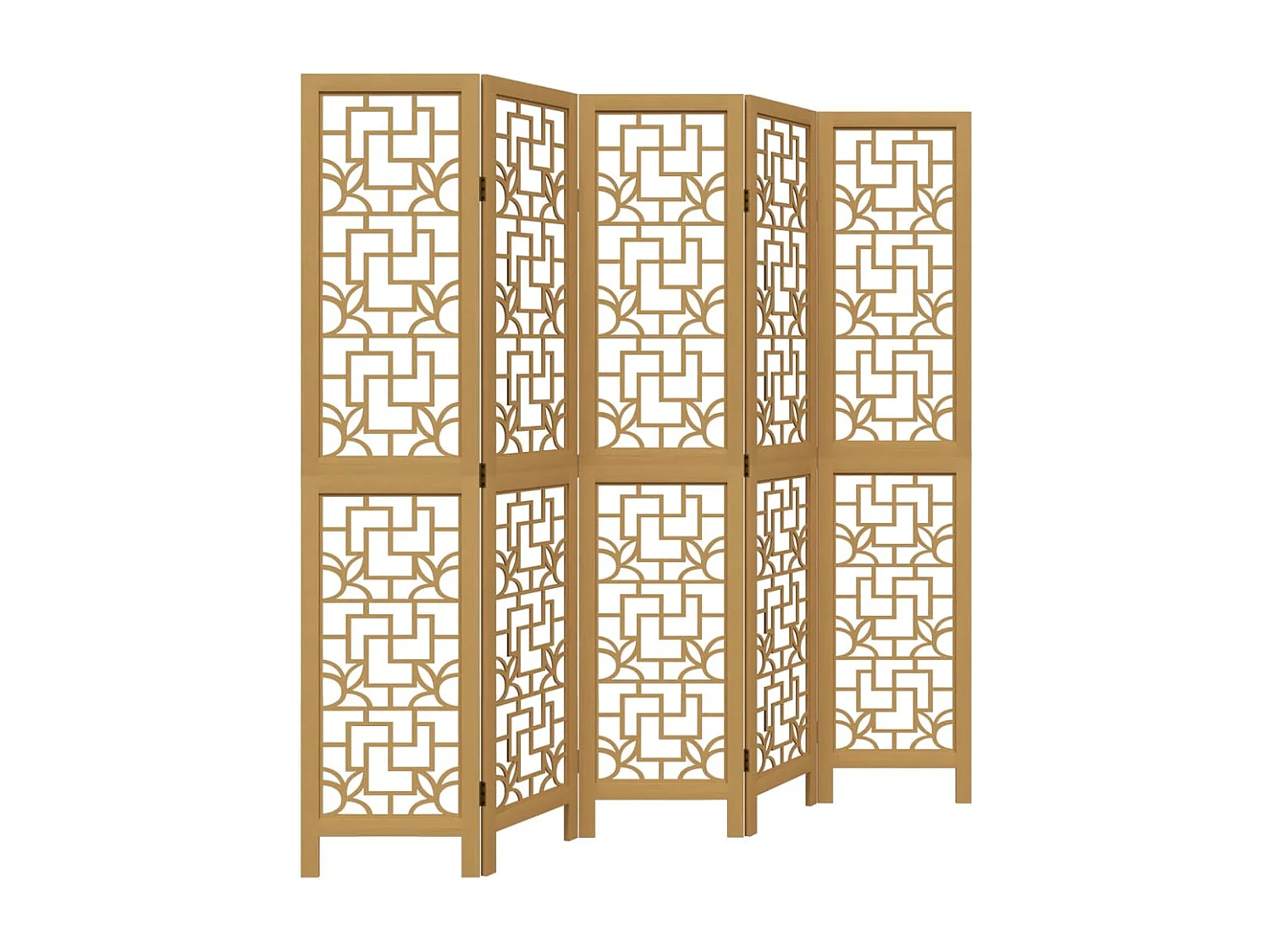 Biombo separador de 5 paneles madera maciza paulownia marrón ES279208