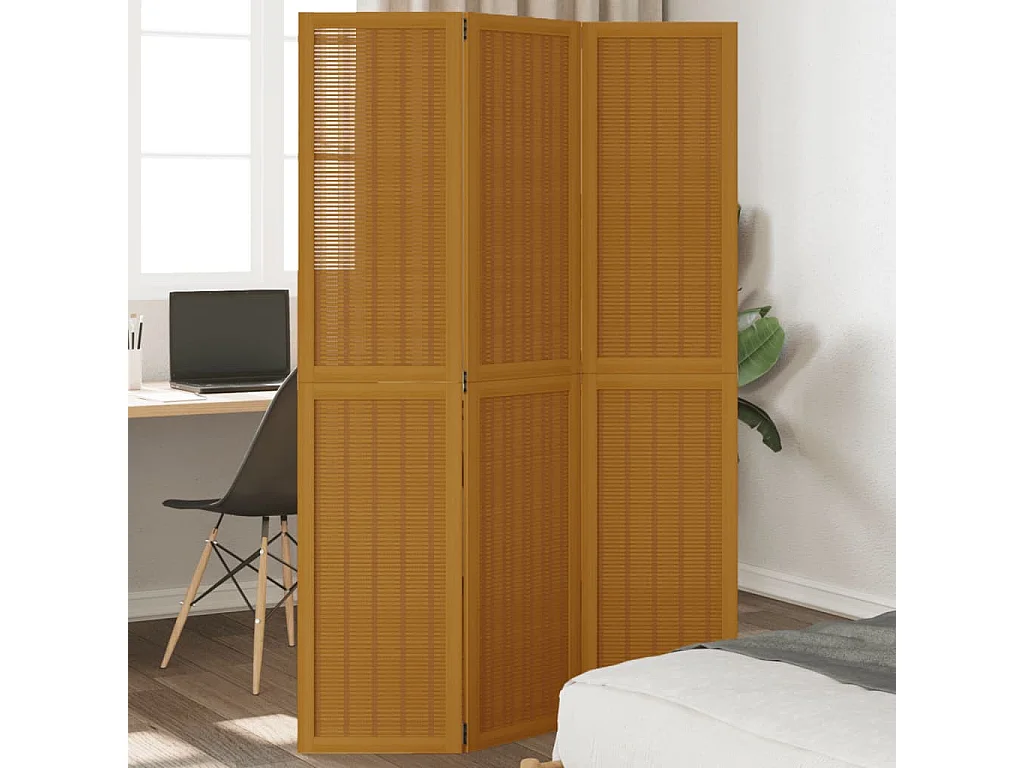 Kamerscherm met 3 panelen massief paulowniahout bruin BE323966