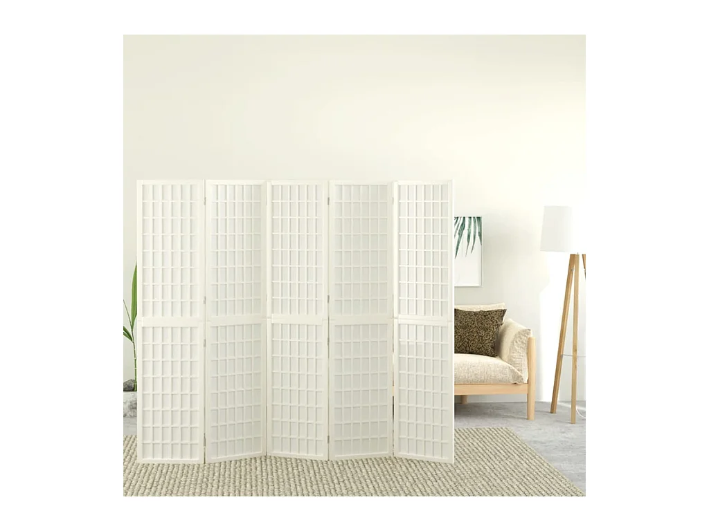 Paravent - Cloison de séparation pliable 5 panneaux 200x170 cm Blanc FR94539
