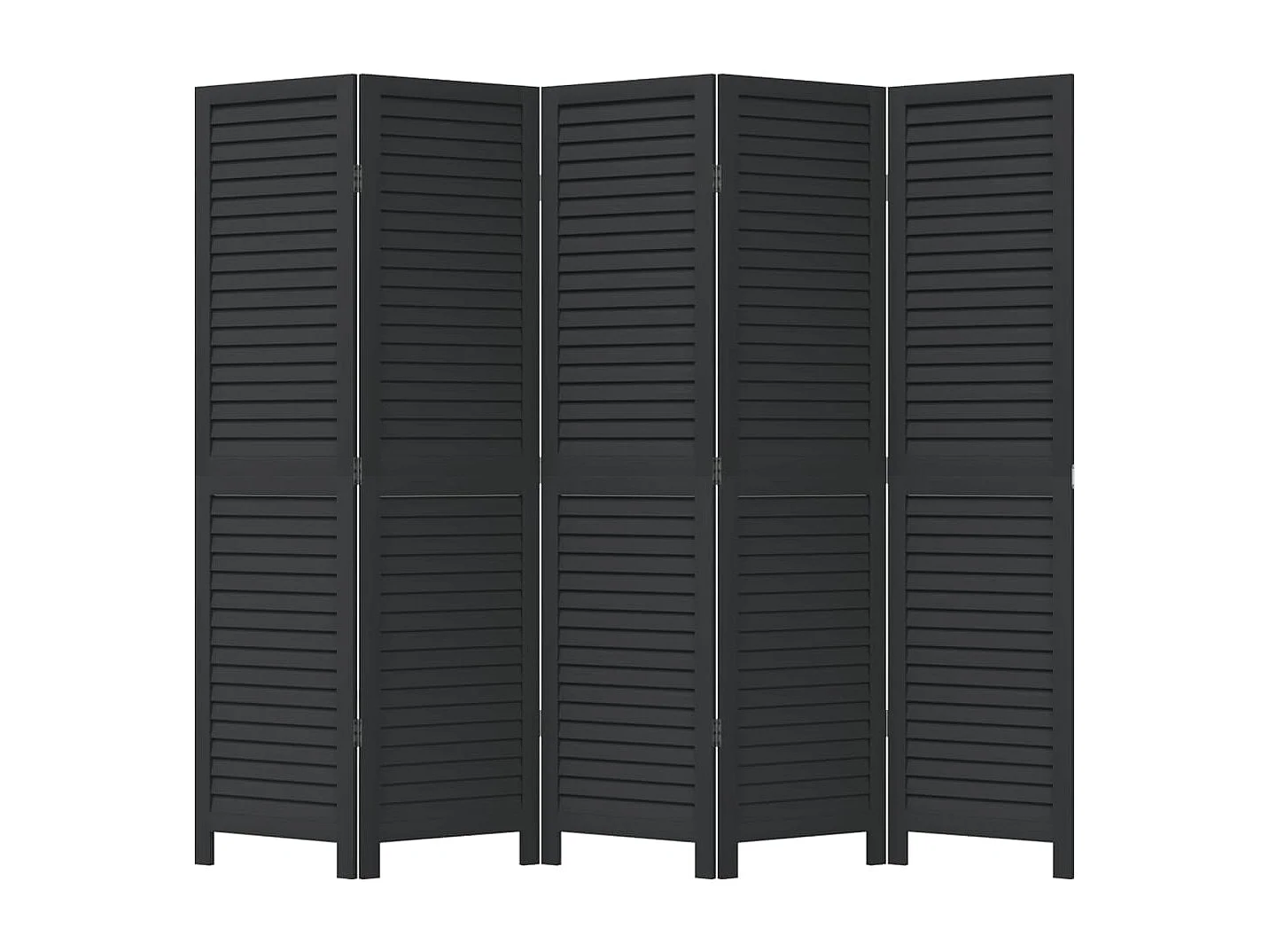 Paravent - Cloison de séparation 5 panneaux noir bois de paulownia massif FR63914