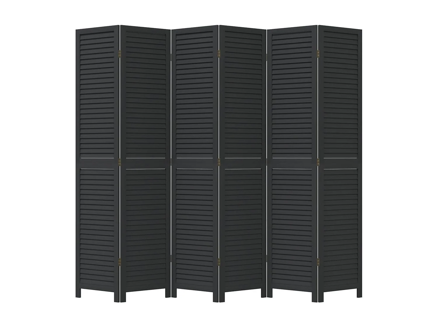 Biombo separador de 6 paneles madera maciza Paulownia negro ES632714