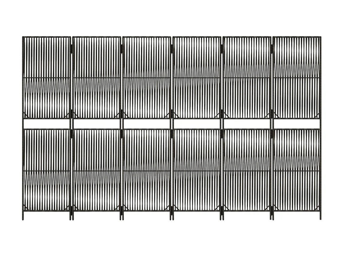Biombo de 6 paneles ratán sintético gris ES380522