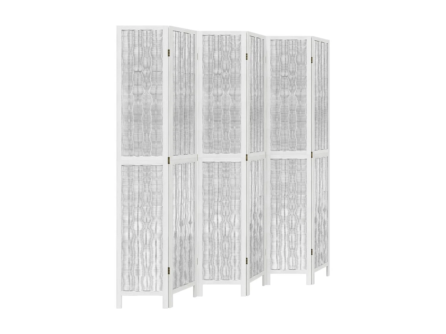 Biombo separador de 6 paneles madera maciza Paulownia blanco ES813255