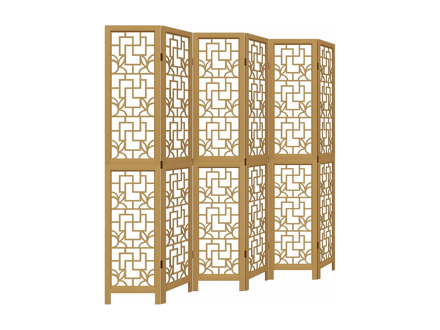 Biombo separador de 6 paneles madera maciza paulownia marrón ES692106