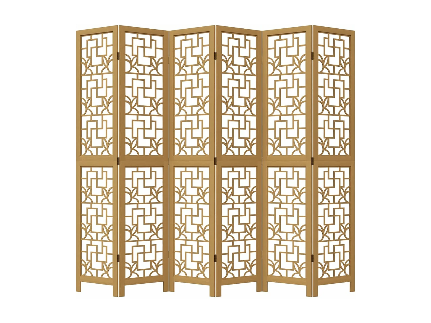 Biombo separador de 6 paneles madera maciza paulownia marrón ES692106