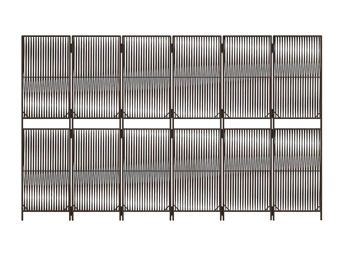 Paravent - Cloison de séparation 6 panneaux marron résine tressée FR51843