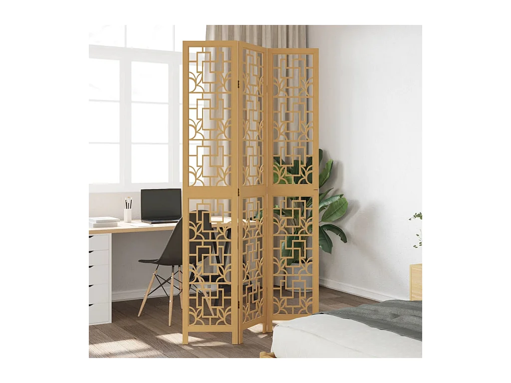 Kamerscherm met 3 panelen massief paulowniahout bruin BE410175