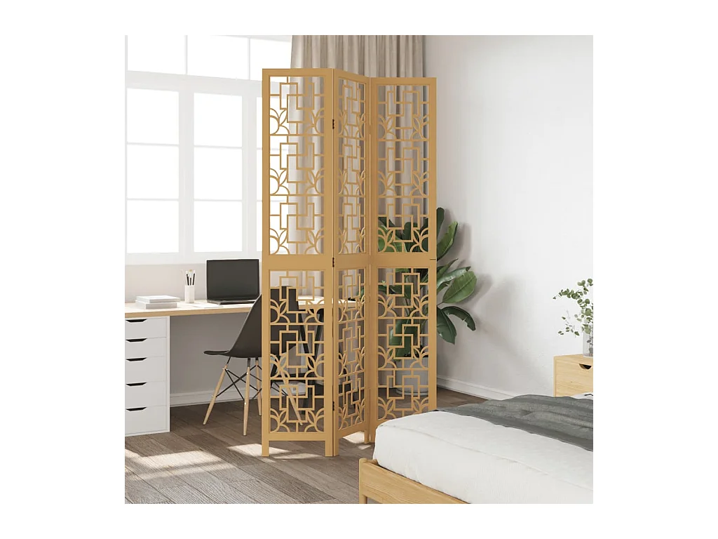 Kamerscherm met 3 panelen massief paulowniahout bruin BE410175