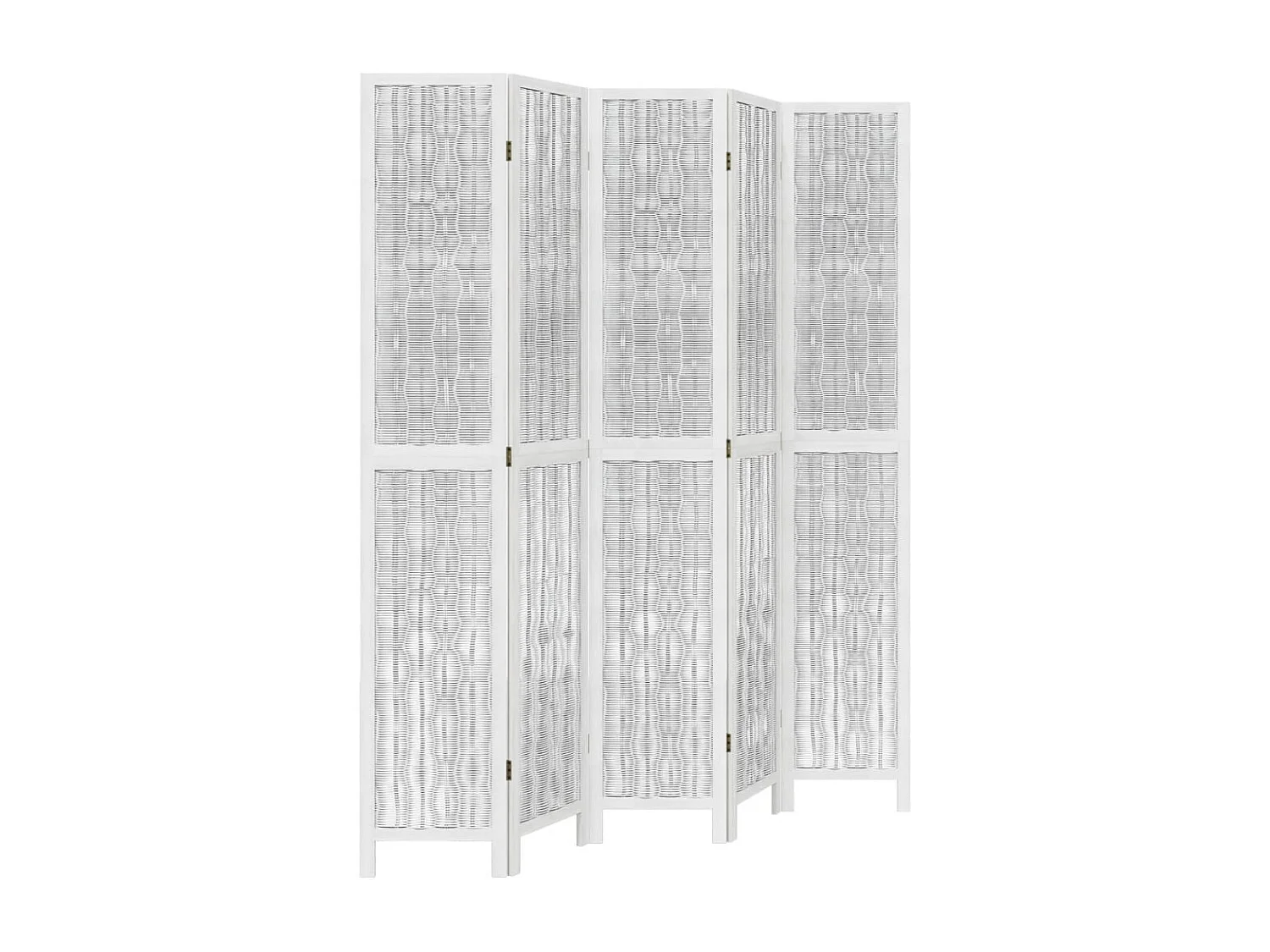 Biombo separador de 5 paneles madera maciza Paulownia blanco ES581902