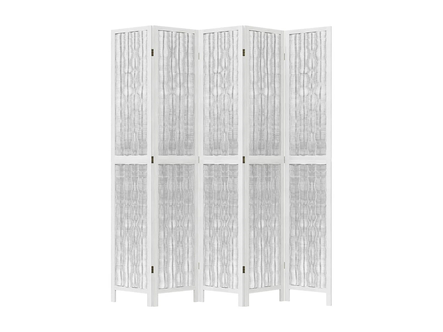 Biombo separador de 5 paneles madera maciza Paulownia blanco ES581902