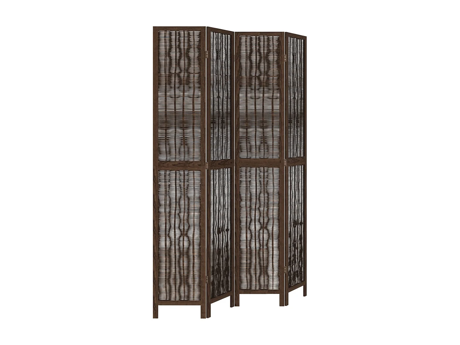 Biombo separador de 4 paneles madera paulownia marrón oscuro ES450380