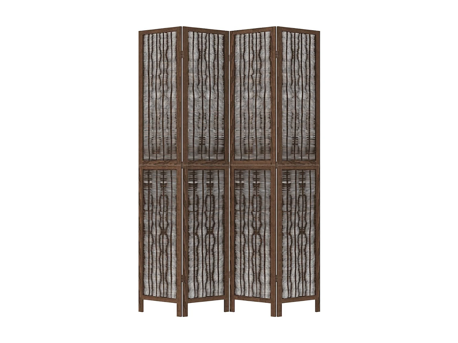 Biombo separador de 4 paneles madera paulownia marrón oscuro ES450380
