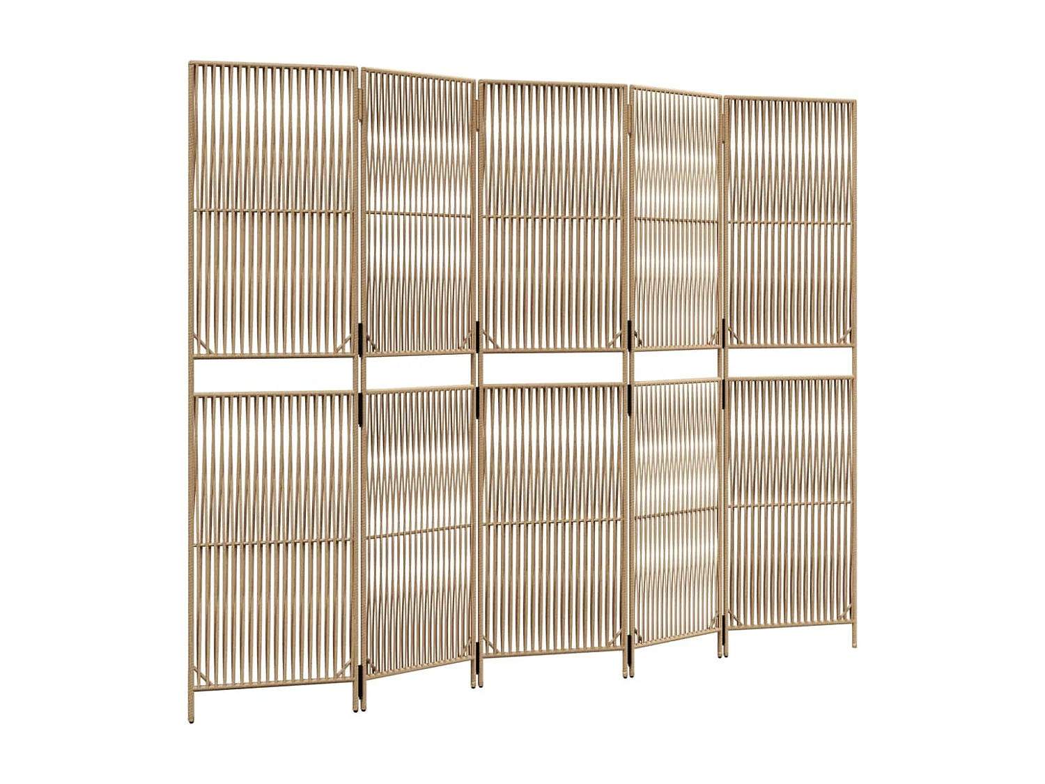 Paravent - Cloison de séparation 5 panneaux beige résine tressée FR45988