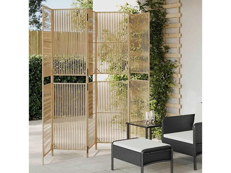 Biombo de 6 paneles ratán sintético beige ES662667