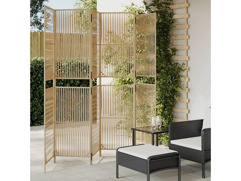 Biombo de 6 paneles ratán sintético beige ES662667