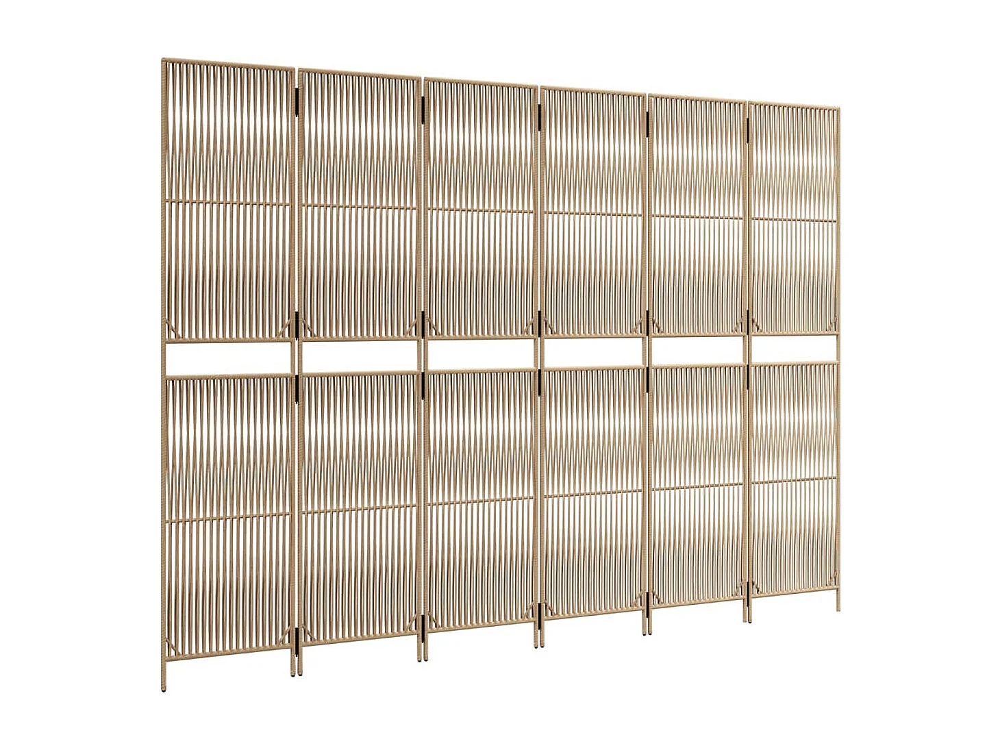 Biombo de 6 paneles ratán sintético beige ES662667