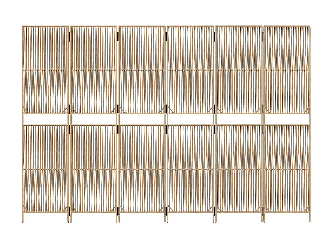 Biombo de 6 paneles ratán sintético beige ES662667